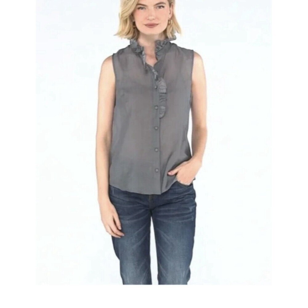 Cabi Coin Top Sleeveless Gray Blouse, Style #4555, Size L